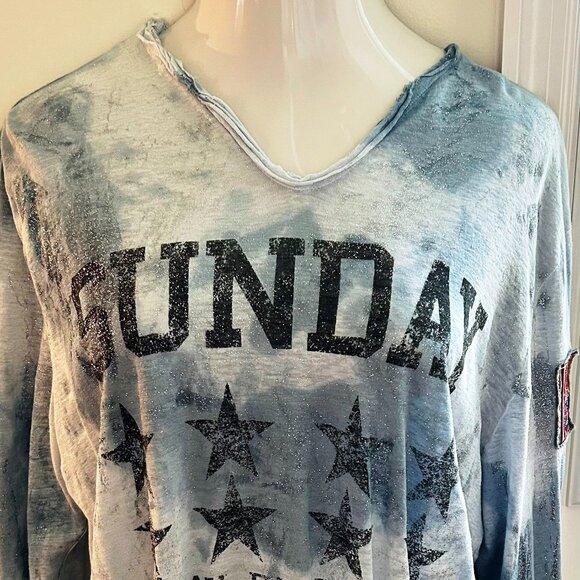 Boho-Chic French Linen Tie Dye Tunic, Sunday, sz XXL, Starry Blue Color - Picture 1 of 12